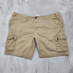 Merona Shorts Mens 44 Beige Cargo Canvas Flat Front Pockets Casual Summer Khaki